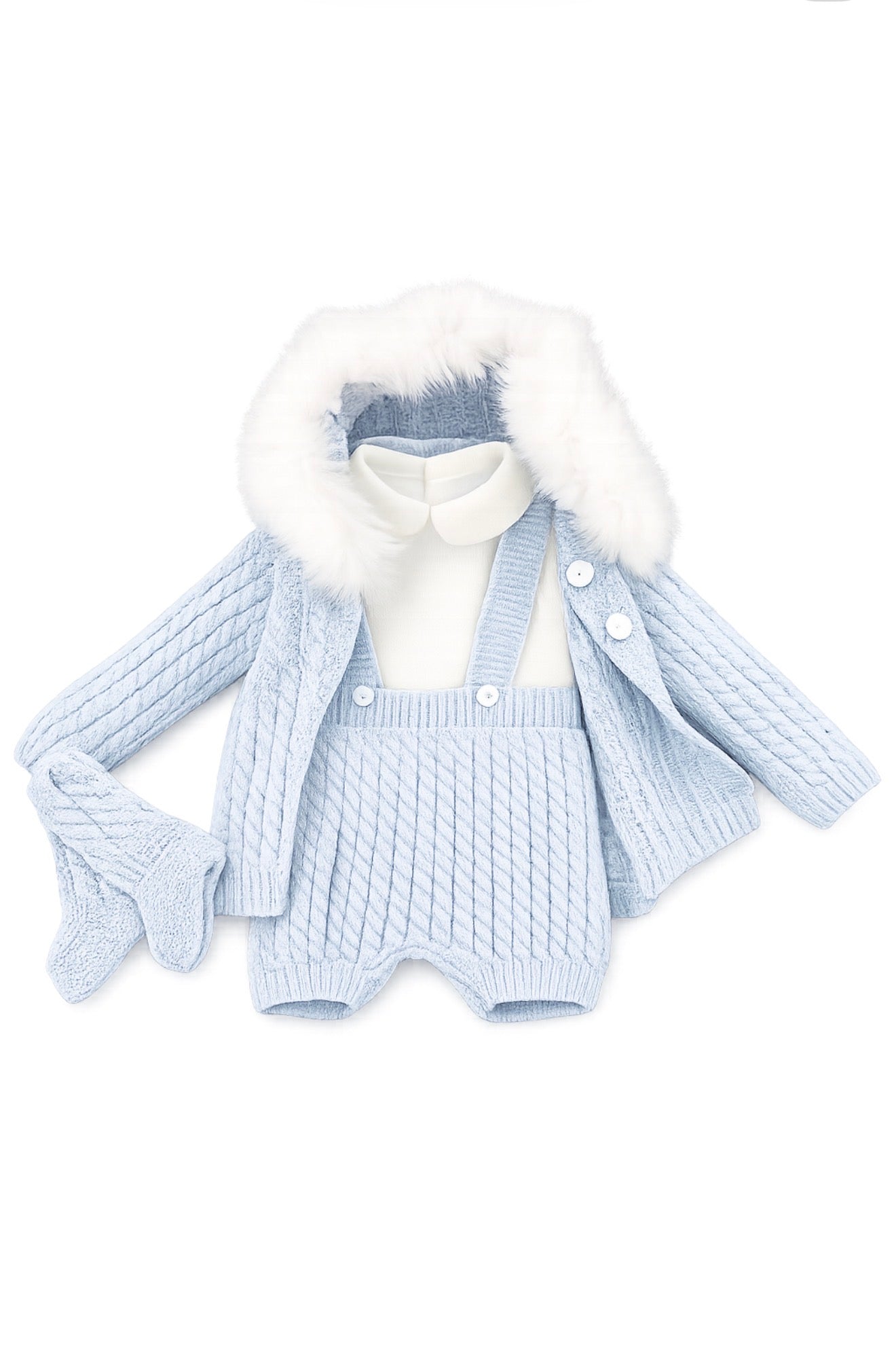 Completo in lana Maglia + Salopette+ Capottino+ calzini