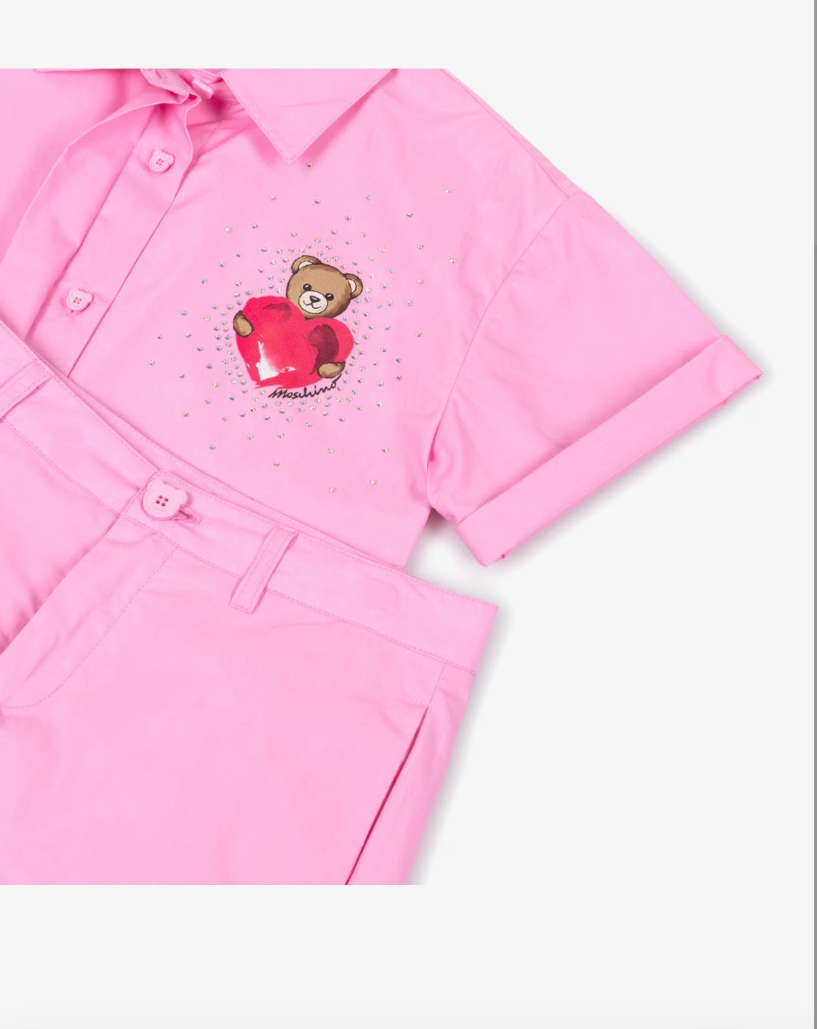 Moschino set camicia Cropped + Short in tessuto