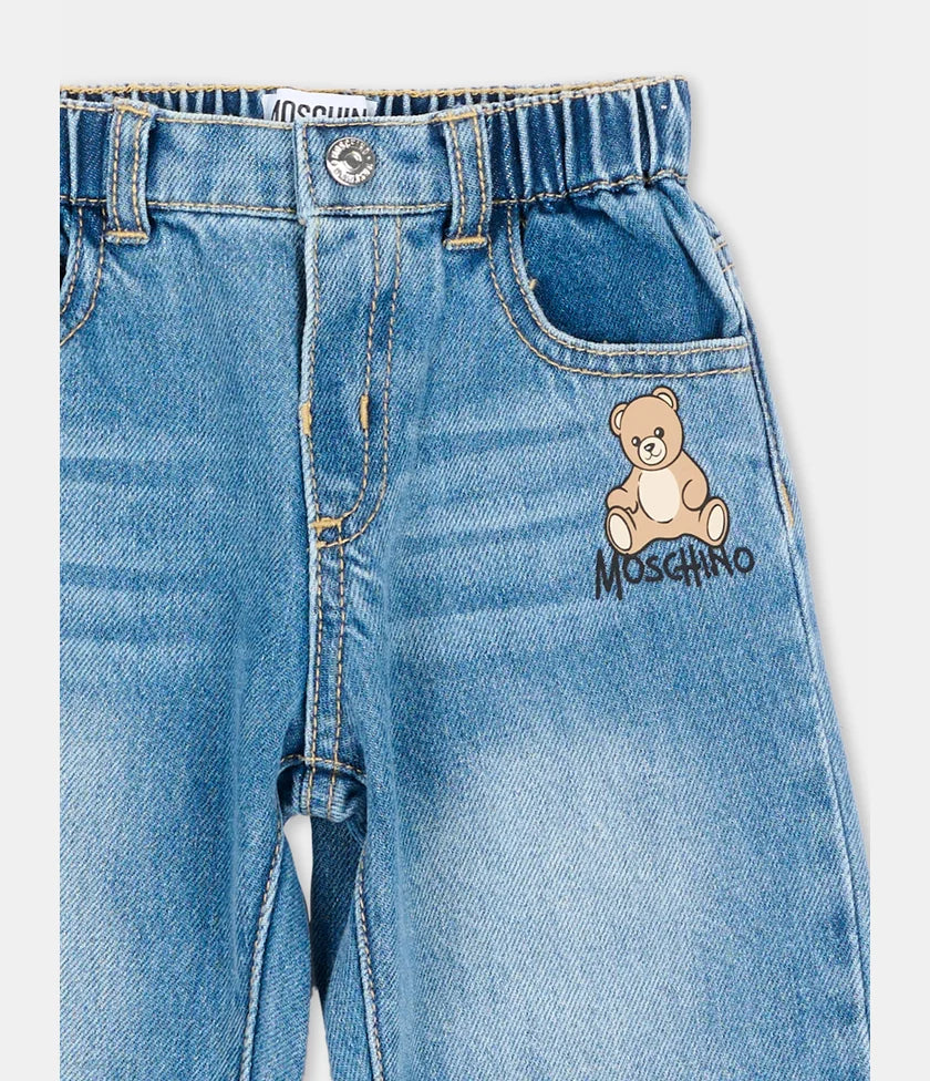 Moschino Jeans denim per neonato con teddy bear