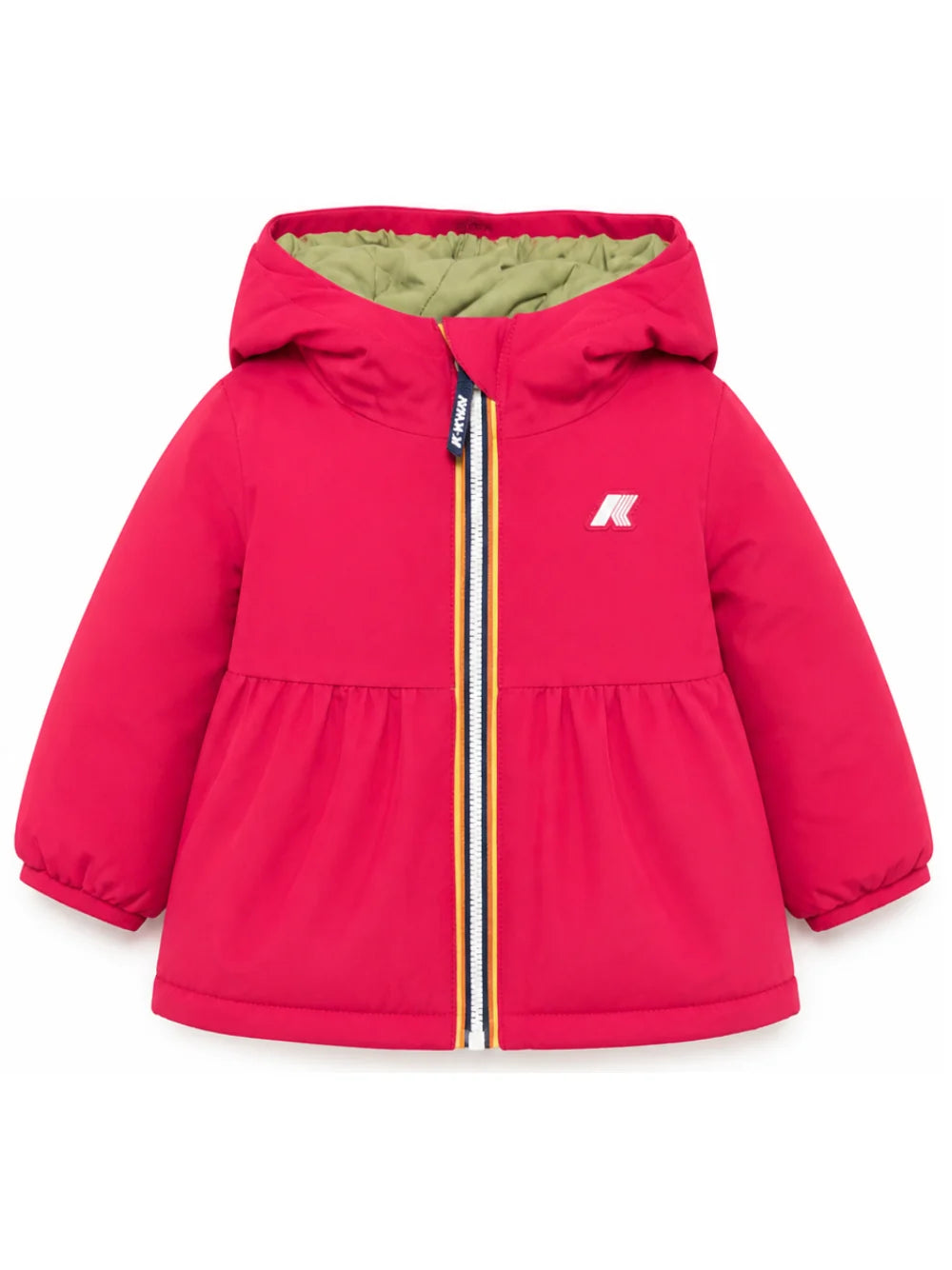 K-WAY PIUMINO EVERSIBILE PER NEONATO KIDS FUCSIA CON CAPPUCCIO E LOGO