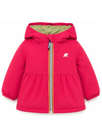 K-WAY PIUMINO EVERSIBILE PER NEONATO KIDS FUCSIA CON CAPPUCCIO E LOGO
