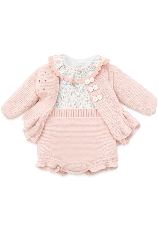 Completo camicia cardigan e culotte neonata
