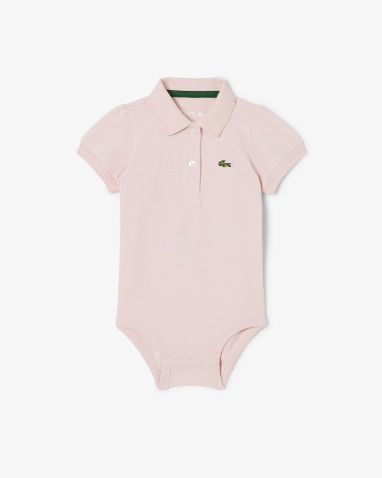 Lacoste Body neonato in piqué con collo smerlato