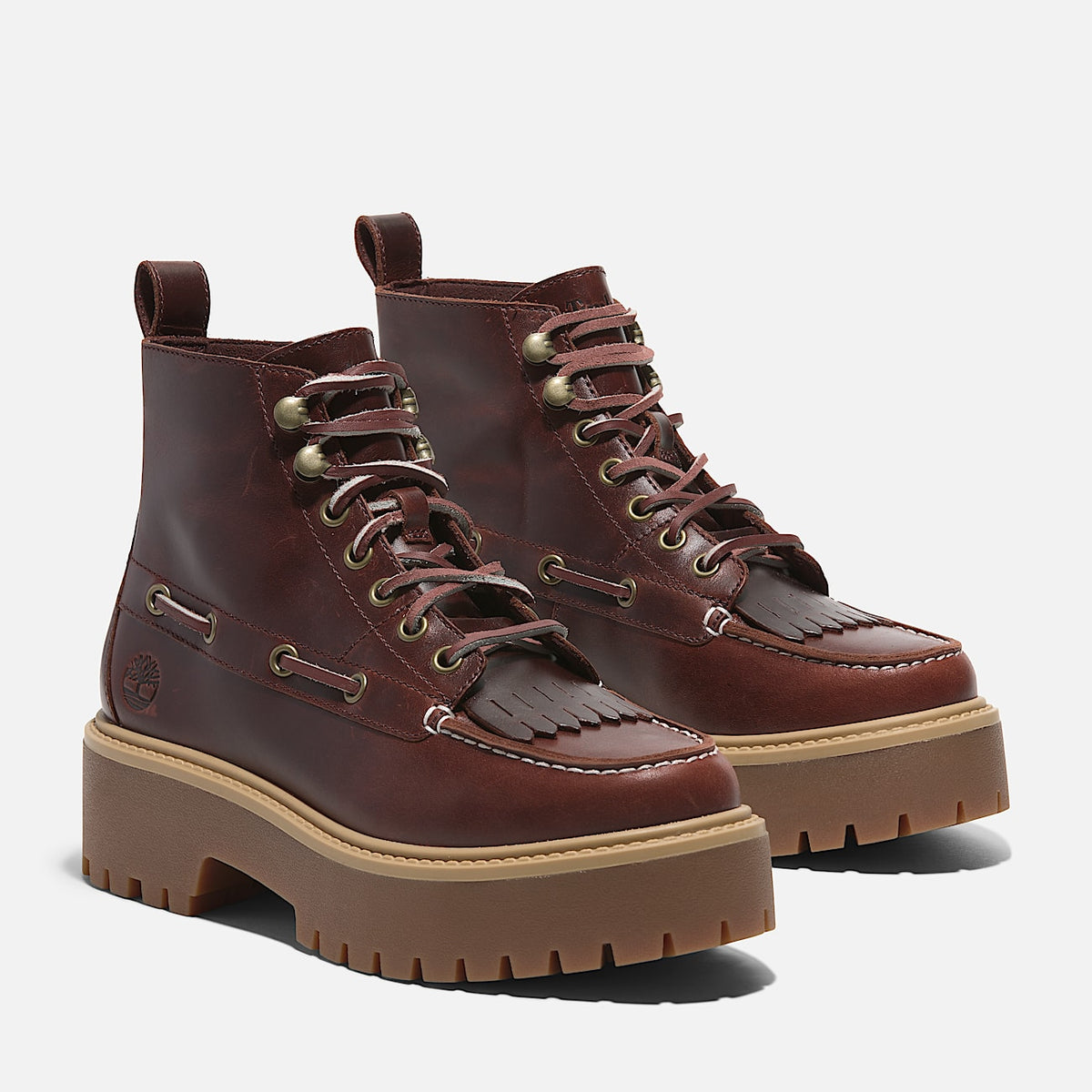 TIMBERLAND Stivale Sfrangiato con Plateau Stone Street da Donna in bordeaux FW27