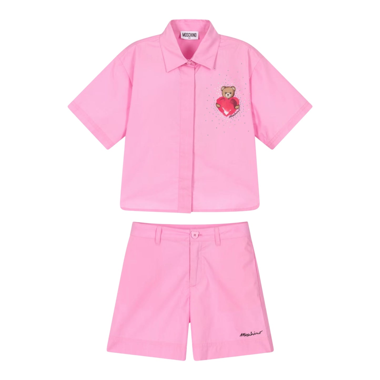 Moschino set camicia Cropped + Short in tessuto