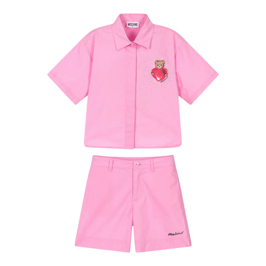 Moschino set camicia Cropped + Short in tessuto
