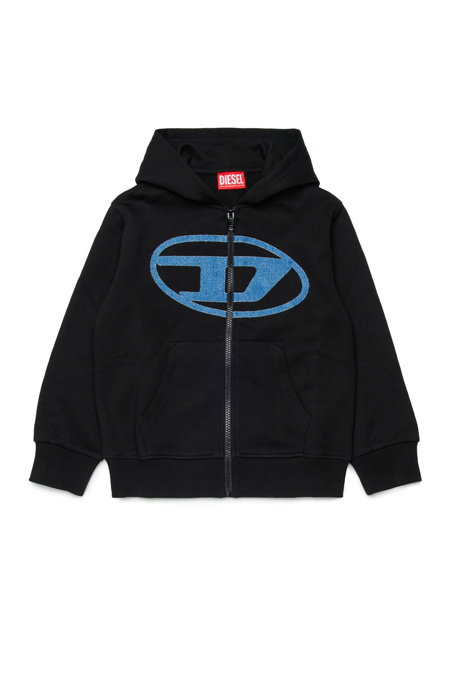 Diesel Felpa con zip con logo in denim