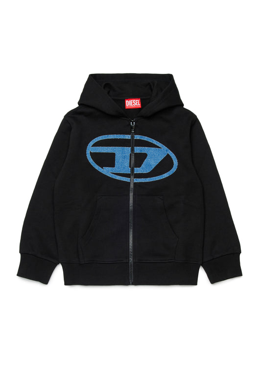 Diesel Felpa con zip con logo in denim
