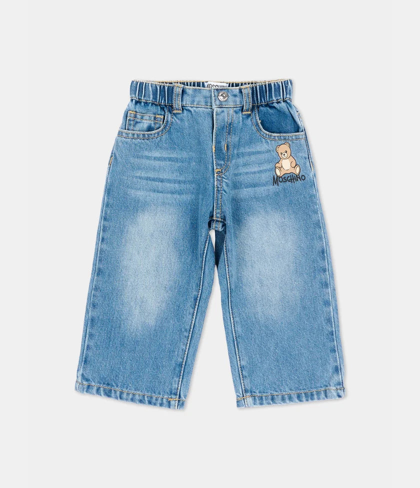 Moschino Jeans denim per neonato con teddy bear