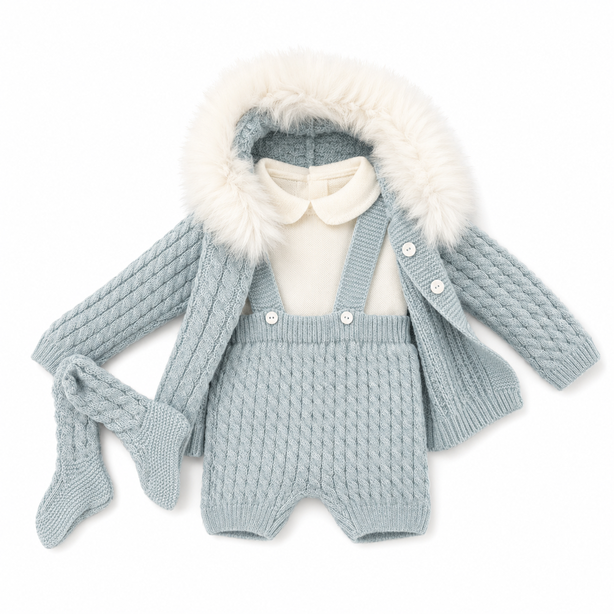 Completo in lana Maglia + Salopette+ Capottino+ calzini