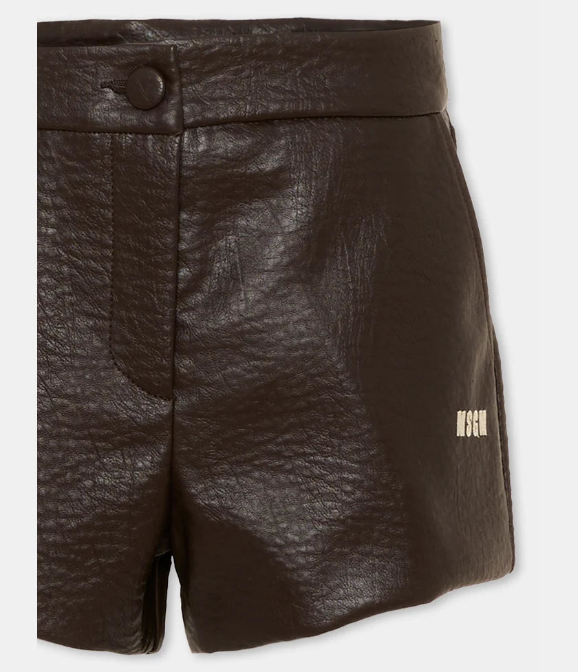 MSGM SHORTS IN ECOPELLE FW27
