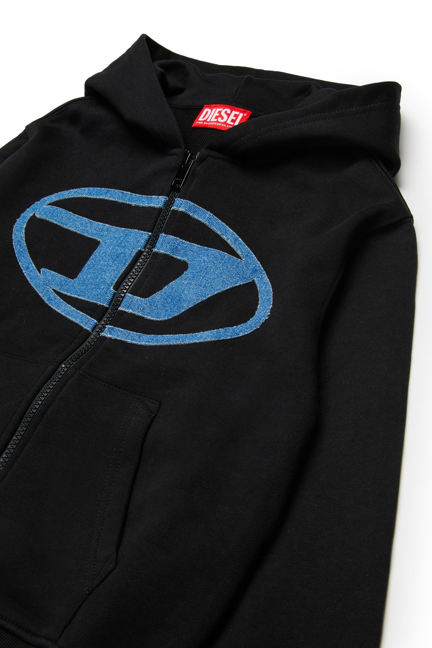 Diesel Felpa con zip con logo in denim