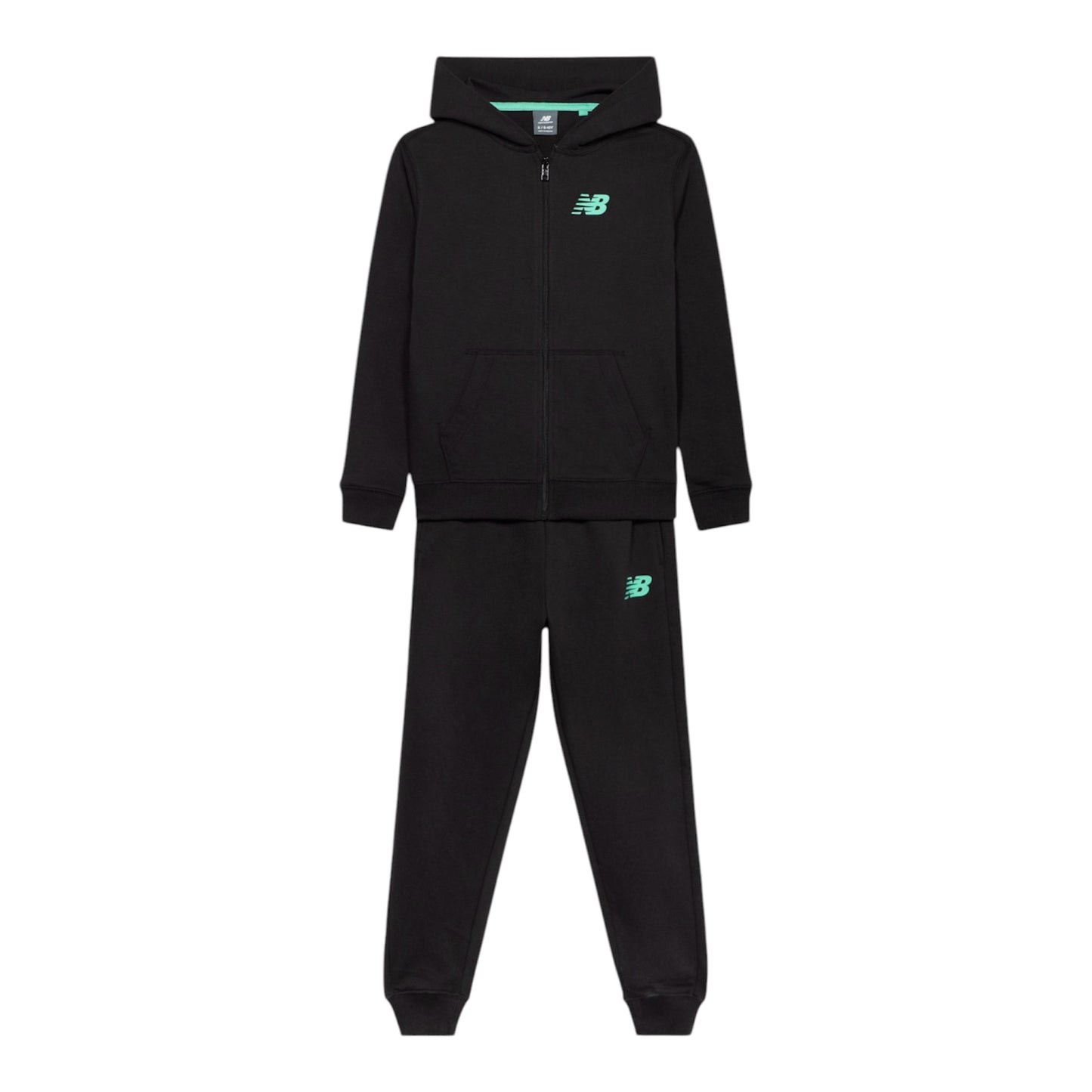 New Balance tuta completa full zip e pantalone in cotone garzato