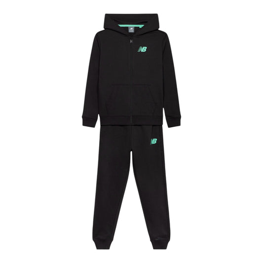 New Balance tuta completa full zip e pantalone in cotone garzato