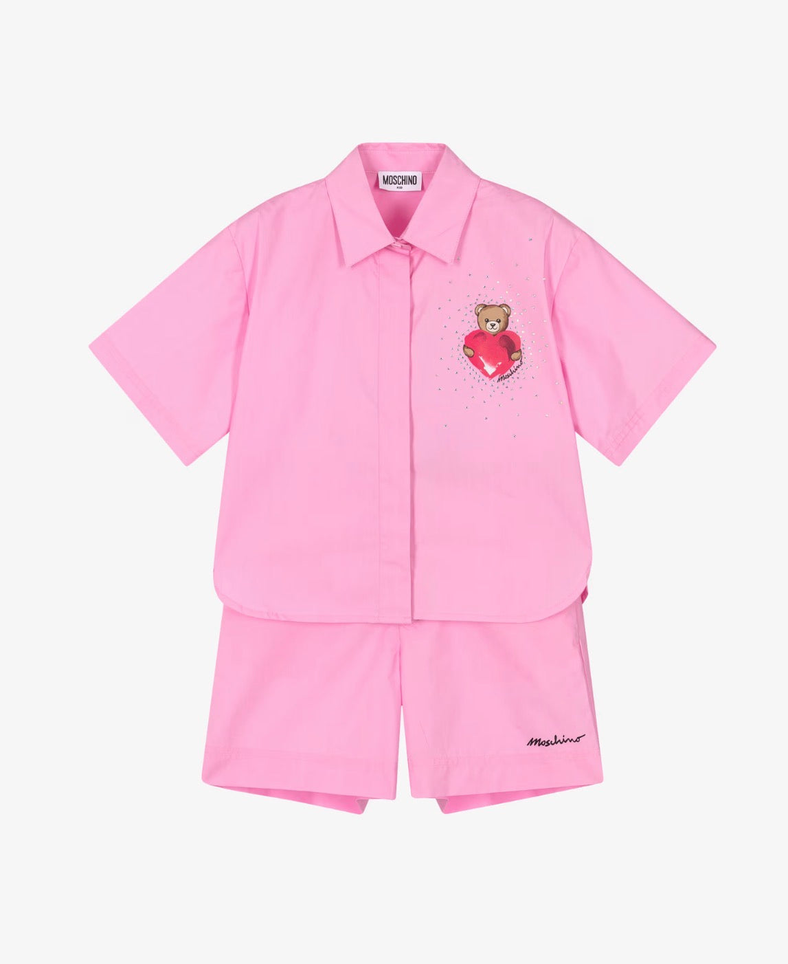 Moschino set camicia Cropped + Short in tessuto