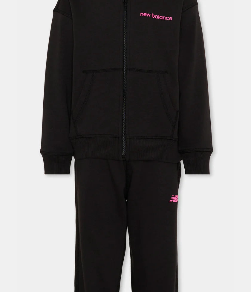 New Balance tuta completa full zip e pantalone in cotone garzato