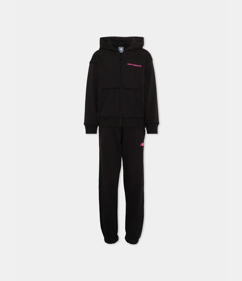 New Balance tuta completa full zip e pantalone in cotone garzato