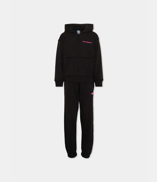 New Balance tuta completa full zip e pantalone in cotone garzato